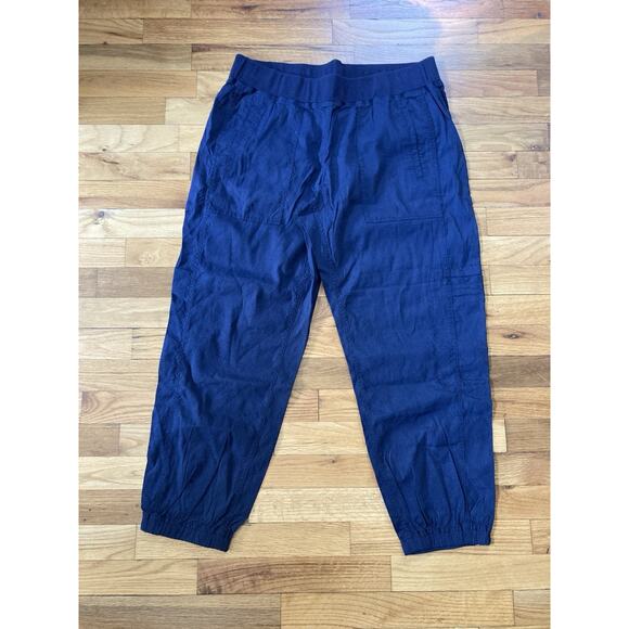 Eileen Fisher Pants - Eileen Fisher Organic Linen Viscose Stretch Cargo Ankle Pant Midnight Blue Med